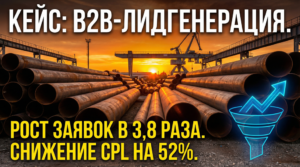 Кейс: Как мы увеличили поток B2B-заявок в 3,8 раза и снизили CPL на 52% для поставщика стальных труб